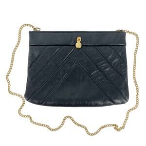 80s Ande black leather quilted evening bag 1980s vintage